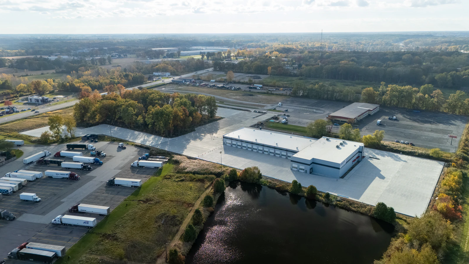 Rihm Kenworth truck dealership — excavation, grading and full-depth concrete parking lot construction by Advantage Paving