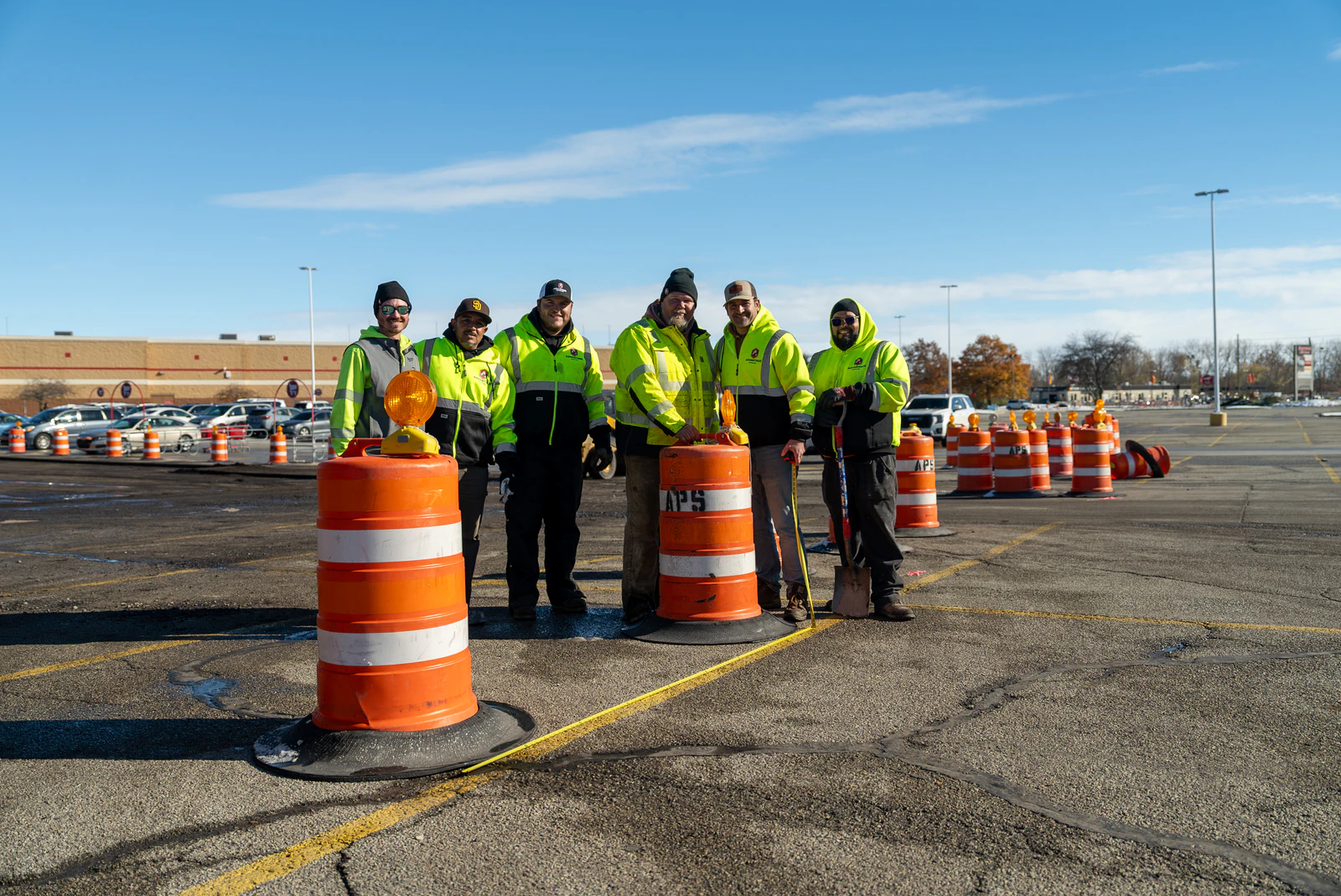 Target store emergency parking lot repair in Northern Indiana — milling, base repair, asphalt paving and striping by Advantage Paving