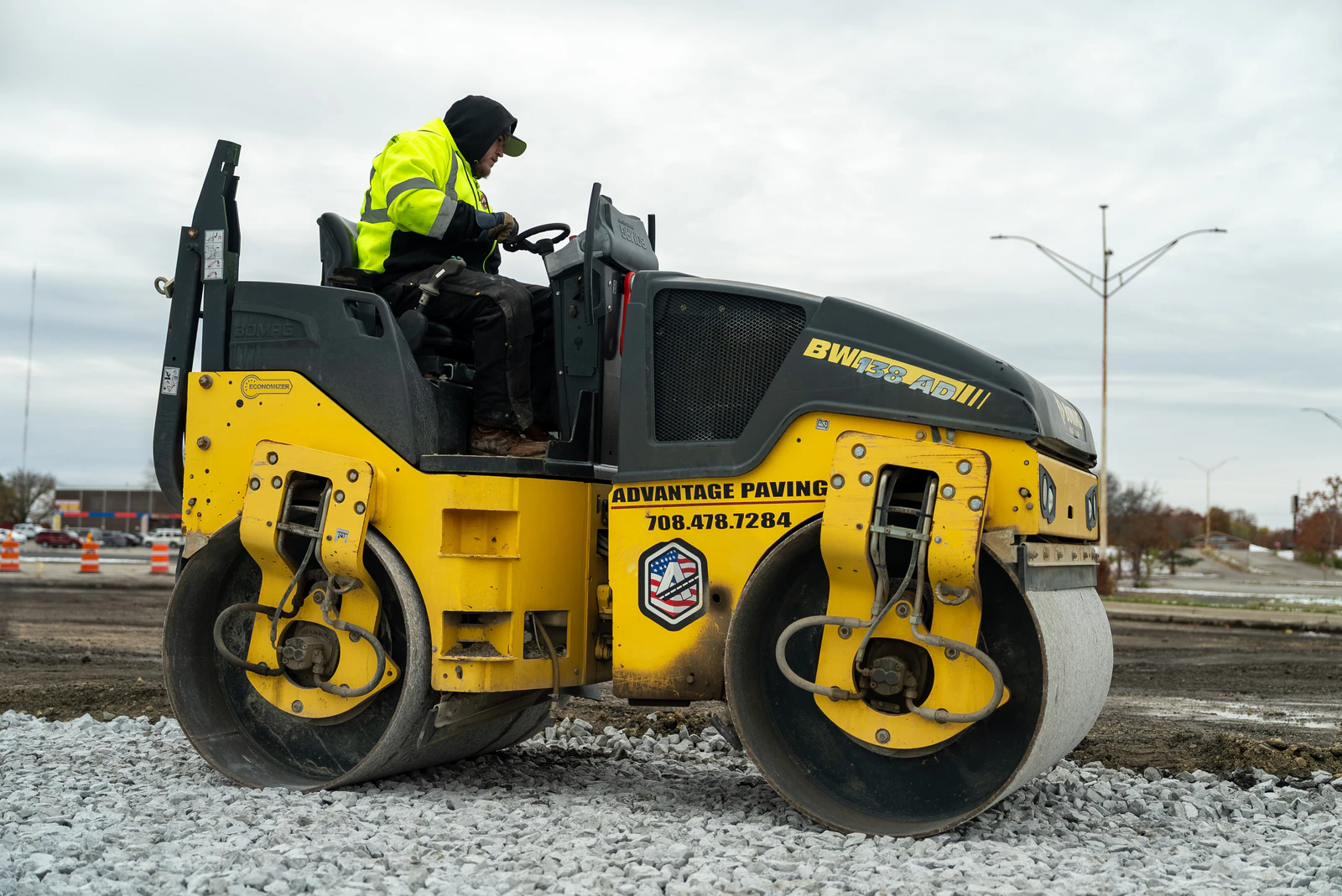 Target store emergency parking lot repair in Northern Indiana — milling, base repair, asphalt paving and striping by Advantage Paving