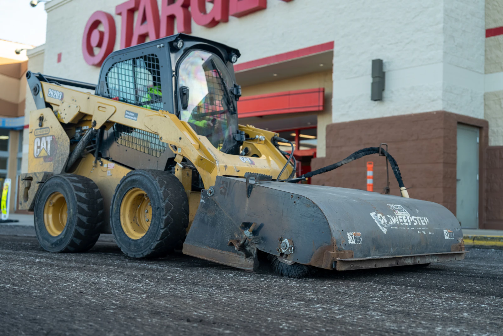 Target store emergency parking lot repair in Northern Indiana — milling, base repair, asphalt paving and striping by Advantage Paving